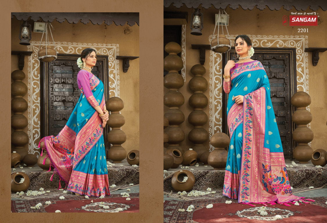 Sangam Shwetambari Silk Paithani Fancy New Exclusive Wear Fancy Saree Collection